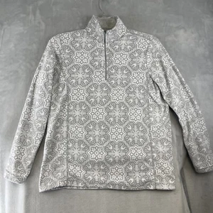 Maglione donna Lands End pile taglia M (10-12) bianco grigio nordico 1/4 zip - Foto 1 di 10