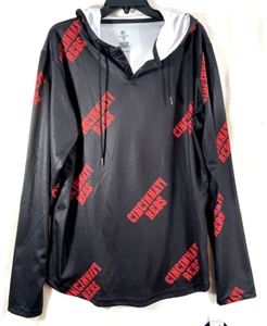 Cincinnati Reds Men's Long Sleeve Pullover Black Hooded Shirt Official MLB NEW - Picture 1 of 6
