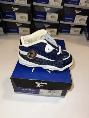 Nuevo en caja Reebok The Answer para niños pequeños azul marino blanco negro dorado 1997 talla 2-7,5 Iverson OG Foto 1 de 4