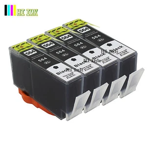 4 Stück 564XL schwarze Tinte für HP PhotoSmart 7510 7520 7525 309 309A C5300 C310 C410  - Bild 1 von 1
