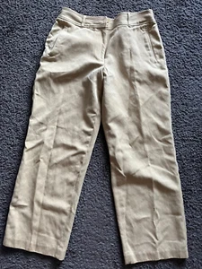 Tommy Bahama Island Women pants 10 silk Cotton blend Khaki flat front zip Beige - Picture 1 of 6
