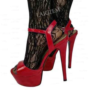 Women Platform Sandals Thin High Heel Platform Ankle Straps Party Shoes Woman - Picture 1 of 19