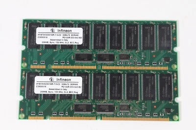 Lot of 2 Infineon HYS72V32301GR-7.5-C2 256MB 133MHz 32Mx72 SDRAM CL3 - Image 1 of 2