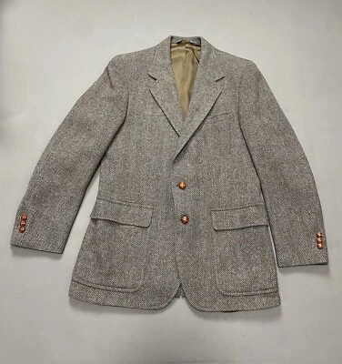 Blazer Chaqueta Vintage John Weitz Gris Espiga 100% Lana Para Hombre Talla 38” Foto 1 de 4