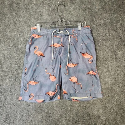 St. John's Bay Men's Swim Trunks M Board Shorts Gray Flamingo Beach Surfing Bird - Image 1 of 4