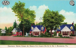 Vintage Postcard - unposted / TRIPLE A - COLONIAL HOTEL COURT, RICHMOND VIRGINIA - Picture 1 of 2