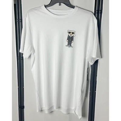 KARL LAGERFELD PARIS MEN’S SHORT SLEVE WHITE T-SHIRT SIZE MEDIUM X-LARGE - Image 1 of 4