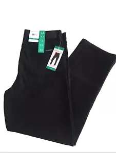 Calvin Klein Jeans Women's Size 12 Jet Black Ladies' Cotton Straight Pants - Picture 1 of 9