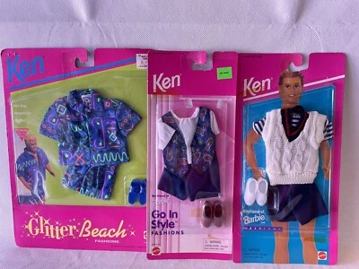 Barbie Ken Fashions NIB LOT of 3 blue shorts preppy outfits Mattel 1992, 95, 96 - Image 1 of 4