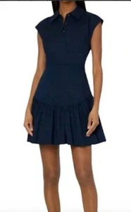 Milly Gabby Poplin Mini Dress In Navy Size 8 $325 MSRP - Picture 1 of 5