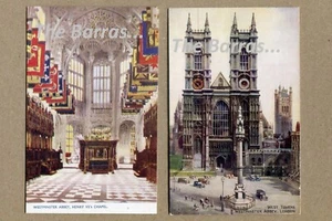 ABADÍA DE WESTMINSTER. Capilla de Enrique VII. & Torre Oeste. Lote de 2 POSTALES - Imagen 1 de 5