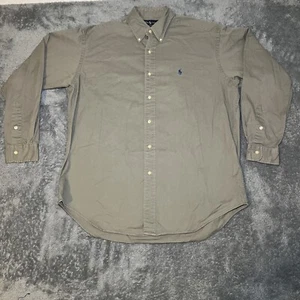 VTG Men SZ M Polo Ralph Lauren Blaire Button Down Shirt Blue Pony GREY - Picture 1 of 17