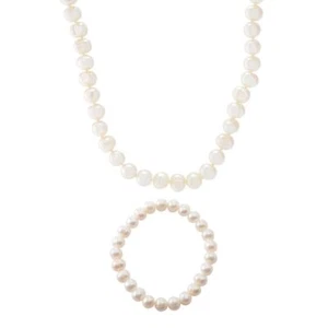 Far East Jewelry Sterling Silver 8-9mm Cultured Pearl Necklace & Bracelet Set - Picture 1 of 2