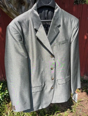 NUEVO HOMBRE GRIS METÁLICO 4 BOTONES PIEL DE TIBURÓN COMO NUEVO VESTIDO BLAZER TRAJE CHAQUETA ABRIGO 40R Foto 1 de 4