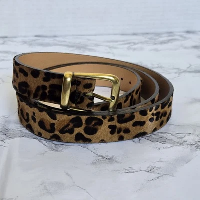 Fossil 女式豹纹小腿可调腰带大号黄铜扣 — 第 1/4 张图片