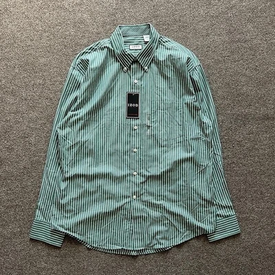 NWT Izod Long Sleeve Button Down Shirt Mens L Green White Stripe Office Workwear - Image 1 of 4