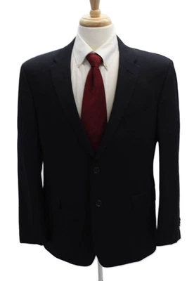 Blazer Tommy Hilfiger Para Hombres Azul Oscuro Lana Cuello Botón Sólido Otoño Talla 42 Foto 1 de 4