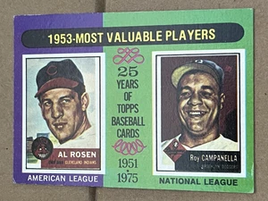1975 TOPPS - 1953 MVP - AL ROSEN INDIANS, ROY CAMPANELLA DODGERS #191 - Picture 1 of 2