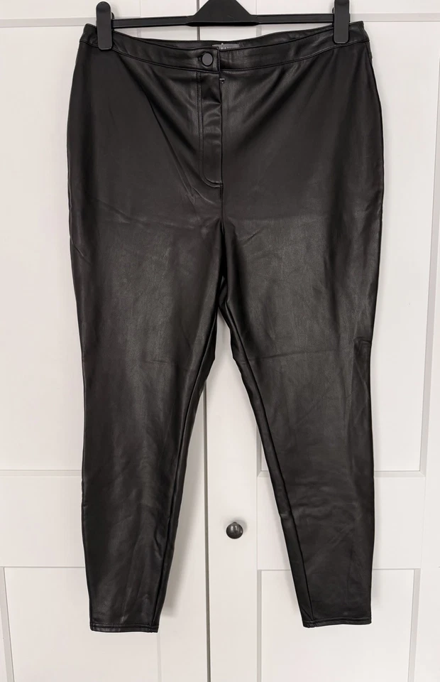 Папайя женщины черный тонкий искусственной кожи высокая талия узкие резинке брюки размер 20 новый - Изображение 1 из 4