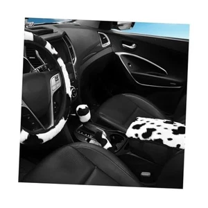 4-teiliges Autozubehör-Set mit Kuhmotiv, flauschiger Kuhmotiv Plüsch 4-teiliges Set - Bild 1 von 7