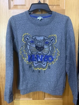 Sudadera KENZO Bordada Azul Tigre Algodón en Gris Antracita Talla M Foto 1 de 3