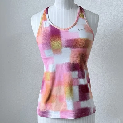 Nike Dri Fit Sujetador Incorporado Espalda Corredora Colorido Diseño Rosa Camiseta sin Mangas Atlética Talla XS  Foto 1 de 4