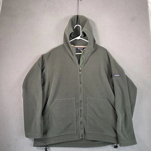 Vintage Patagonia Fleece Jacket Mens Large Hooded Full Zip Made USA 00s Flaws - Picture 1 of 19
