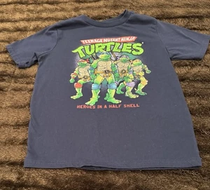 Teenage Mutant Ninja Turtles Graphic T-Shirt Navy Blue Kids Size Small 6-7 - Picture 1 of 4