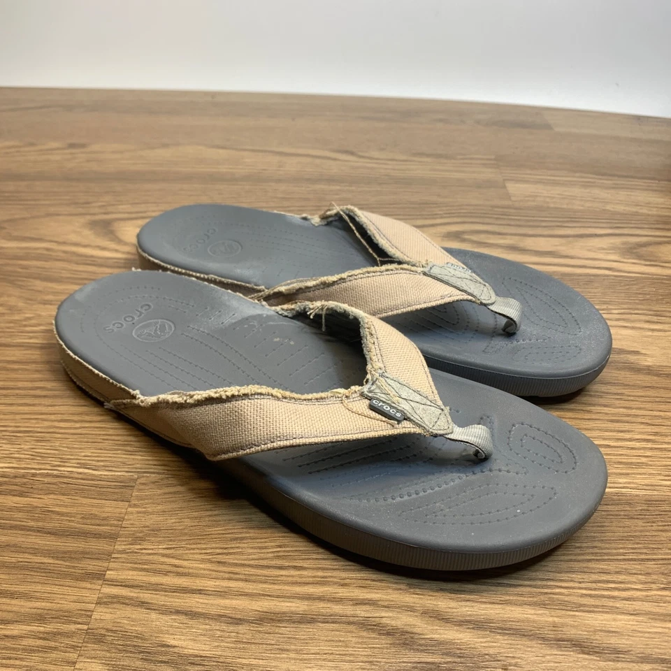 Sandalias CROCS Para Hombres Santa Cruz Lona Talla 12 Chanclas Tanga Deshilachadas Foto 1 de 4