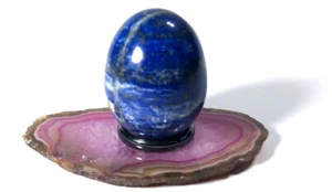 Schönes Lapisei auf schöner rosa Achatscheibe - TB - Bild 1 von 7