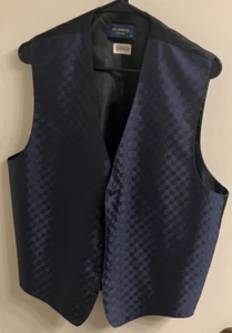 Mel Howrd Mens Medium Navy Blue Checkered Patterned Fullback Vest - Picture 1 of 3