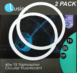 2 x 40W T5 Triphosphor Circular Fluorescent Tubes Lamps 6000K Cool Daylight - Picture 1 of 2