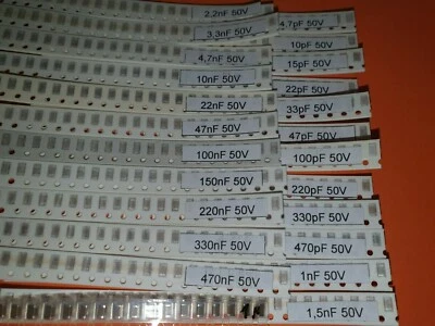 SMD Kondensator Sortiment BF1206 24 Werte x 25 Stück 4,7pF bis 1µF - Bild 1 von 4