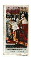 Wills Cigarette Coronation No 7 The Sovereign taking the oath kneeling