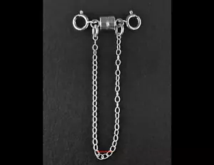 4.5mm BRACELET 14k TINY Magnetic Clasp Spring Rings WHITE Gold 2" SAFETY CHAIN - Picture 1 of 5
