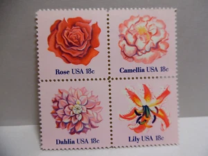 SCOTT STAMP # 1876-1879 FLOWERS 18 CENT BLOCK OF 4 - MNH - Picture 1 of 1