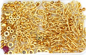 43.7g Italian Gold Plated 925 Silver Jewelry Findings Beads Spacer Lot #G345 - Picture 1 of 6