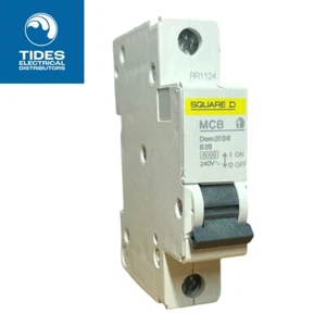 Interruttore monopolare quadrato D MCB 20 Amp B20 tipo B 20A Domae DOM20B6 - Foto 1 di 2