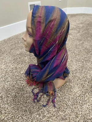 74 x 21 дюйм 100% вискоза. Шарф Infinity. Фиолетовый, коричневый, синий. Красивая, женская - Изображение 1 из 4