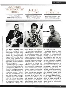 Gatemouth Brown Little Milton R.L. Burnside Death Tribute artículo impresión en blanco y negro - Imagen 1 de 3