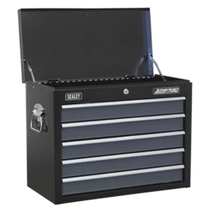 Topchest 5 Drawer with Ball Bearing Slides - Black/Grey | AP3505TB Sealey New - Picture 1 of 1