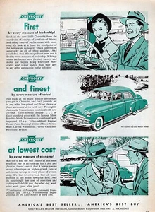 1950 Chevy Styleline Deluxe Sedan "First & Finest" Original Print Ad - Picture 1 of 1