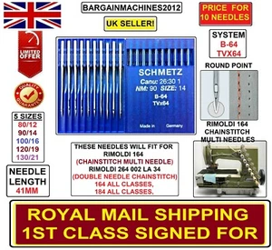RIMOLDI 164,264,184,066 SYS:TVX64 B-64 SIZE80/12 TO 130/21 INDST SEW MCHN NEEDLE - Picture 1 of 7