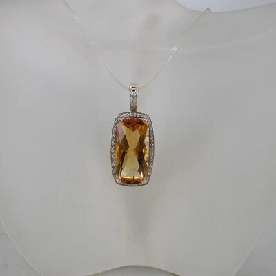 ziselierter Anhänger, 585/14k Gelbgold, Citrin und Brillanten ca. 0,27 ct - Bild 1 von 4