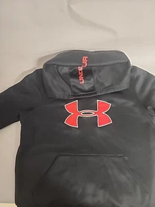 Under Armour Hoodie Youth Size Large Black And Red Logo Design Polyester  - Picture 1 of 7