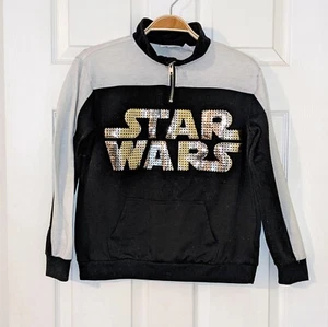 Maglione Disney Parks Star Wars argento lettering quarto zip giovane grande - Foto 1 di 7