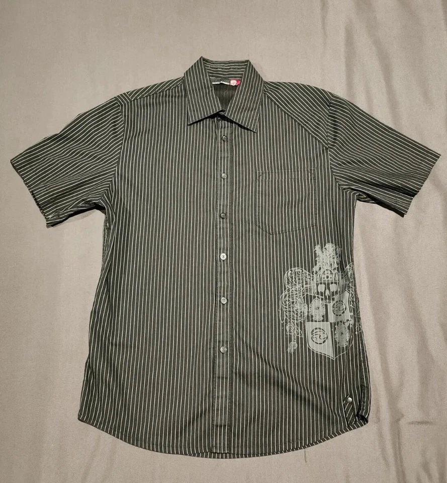 Ocean Current Collared Button-down Black With Pin Stripe Men's Small - Image 1 of 4