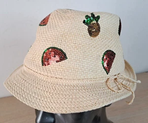 H&M NATURAL FRUIT STRAW YOUTH HAT/CAP, BEACH/SUN/OUTDOOR, 8-12Y - Picture 1 of 11
