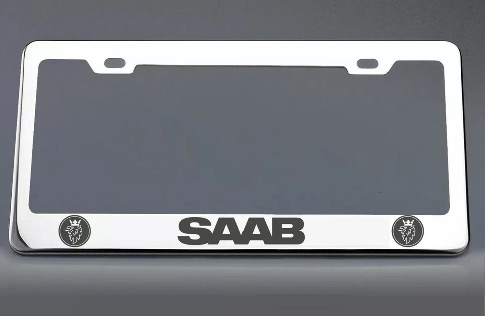 Saab License Plate Frame Stainless Steel with Laser Engraved  - Image 1 of 2