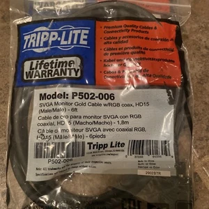 Tripp Lite SVGA Coax Monitor Cable High Resolution P502-006 RGB coax HD15 6’ new - Picture 1 of 2